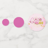スウィートワンガールの最初の誕生日ピンクの金ゴールドデザート コンフェッティ (正面)