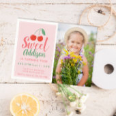 スウィートワンガール誕生日さくらんぼサマーフォト 招待状