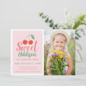 スウィートワンガール誕生日さくらんぼサマーフォト 招待状 (スタンド正面)