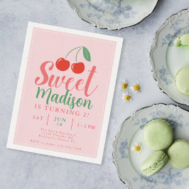 スウィートワンガール誕生日招待状さくらんぼサマー 招待状