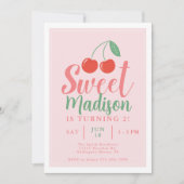 スウィートワンガール誕生日招待状さくらんぼサマー 招待状 (正面)