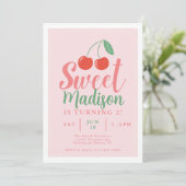 スウィートワンガール誕生日招待状さくらんぼサマー 招待状 (スタンド正面)