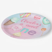 スウィートワンガール1st誕生日パーティー紙プレート。 ペーパープレート (アングル)