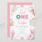 スウィートワンキャンディガール1st誕生日 招待状 (正面/裏面)
