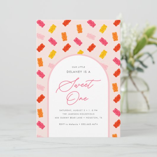 スウィートワンキャンディグミベアガールズガールズ1st誕生日 招待状 (スタンド正面)