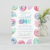 スウィートワンキュートドーナッツボーイ1歳の誕生日パーティー 招待状 (スタンド正面)