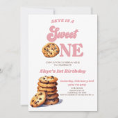 スウィートワンクッキーとミルク1歳の誕生日パーティー 招待状 (正面)