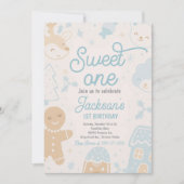 スウィートワンクリスマスクッキー1st誕生日パーティー 招待状 (正面)