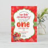 スウィートワンストロベリーの最初の誕生日の招待状 カード (スタンド正面)