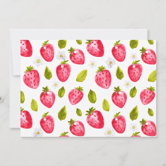 スウィートワンストロベリーフォトファースト誕生日 招待状 (裏面)