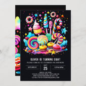 スウィートワンダーランドお祝い誕生日 招待状 (正面/裏面)