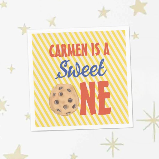 スウィートワンチョコレートクッキー誕生日ナプキン スタンダードカクテルナプキン