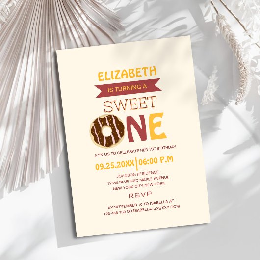 スウィートワンドーナツカラフル子の誕生日 招待状