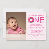 スウィートワンドーナツ女の子1stバースデーフォト 招待状 (正面)