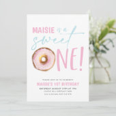 スウィートワンドーナツ女の子1st誕生日パーティー 招待状 (スタンド正面)