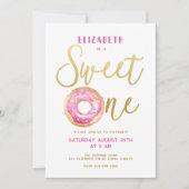 スウィートワンドーナツ振りかける女の子1st誕生日 招待状 (正面)