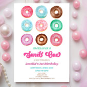 スウィートワンドーナツ振りかける1st誕生日パーティー 招待状