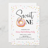 スウィートワンドーナツ最初の誕生日パーティー 招待状 (正面/裏面)