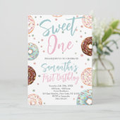 スウィートワンドーナツ水の色の最初の誕生日 招待状 (スタンド正面)