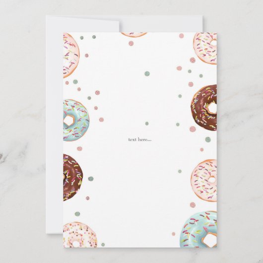 スウィートワンドーナツ水の色の最初の誕生日 招待状 (裏面)