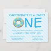 スウィートワンドーナツ男の子1歳の誕生日 招待状 (正面)