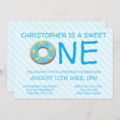 スウィートワンドーナツ男の子1歳の誕生日 招待状 (正面/裏面)