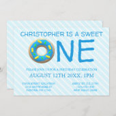 スウィートワンドーナツ男の子1歳の誕生日 招待状 (正面/裏面)