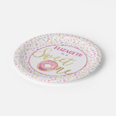 スウィートワンドーナツ誕生日ピンクスプリンクル ペーパープレート (アングル)