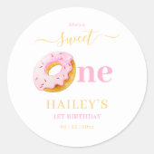 スウィートワンドーナツ誕生日招待状ガールズファースト ラウンドシール (正面)