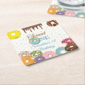 スウィートワンドーナツ誕生日 | 誕生日パーティー スクエアペーパーコースター (アングル)
