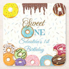 スウィートワンドーナツ誕生日 | 誕生日パーティー スクエアペーパーコースター