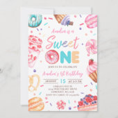 スウィートワンドーナツ飴1st誕生日招待状 招待状 (正面)