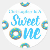 スウィートワンドーナツ1歳の誕生日 ラウンドシール (正面)