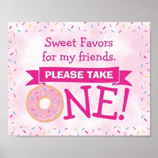 スウィートワンドーナツ1stバースデーガールパーティー好意サイン ポスター (正面)