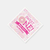 スウィートワンドーナツ1stバースデーガールピンク スタンダードカクテルナプキン (角)