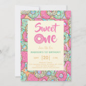 スウィートワンドーナツ1st誕生日パーティの招待状 招待状 (正面)