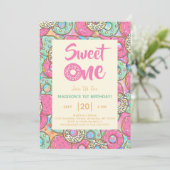 スウィートワンドーナツ1st誕生日パーティの招待状 招待状 (スタンド正面)