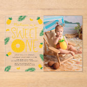 スウィートワンパイナップルフォト1st誕生日パーティー アクリル招待状 (正面)