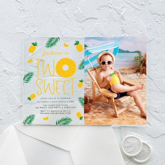 スウィートワンパイナップルフォト2nd誕生日パーティー アクリル招待状