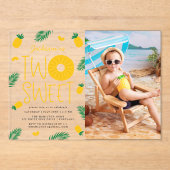 スウィートワンパイナップルフォト2nd誕生日パーティー アクリル招待状 (正面)