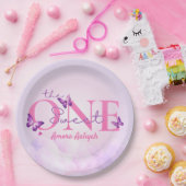 スウィートワンパステルバタフライ1st誕生日 ペーパープレート (パーティー)