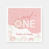 スウィートワンピンクつや消しガールズファースト誕生日 スタンダードカクテルナプキン (正面)