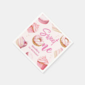スウィートワンピンクキュートドーナツ女の子1st誕生日パーティー スタンダードカクテルナプキン (角)