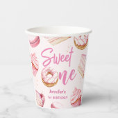 スウィートワンピンクキュートドーナツ女の子1st誕生日パーティー 紙コップ (正面)