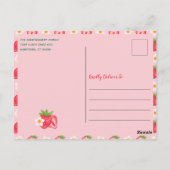 スウィートワンピンクストロベリー1st誕生日招待状 ポストカード (裏面)