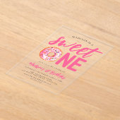 スウィートワンピンクドーナツ1歳の誕生日 アクリル招待状 (レイダウン)