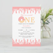 スウィートワンピンクドーナツ1歳の誕生日 招待状 (スタンド正面)