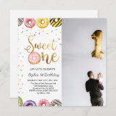 スウィートワンファースト誕生日招待状ドーナツ1st シーズンカード (正面/裏面)