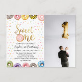 スウィートワンファースト誕生日招待状ドーナツ1st ポストカード (正面)