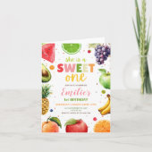 スウィートワンフルーツ1st誕生日招待状、夏パーティー 招待状 (正面)